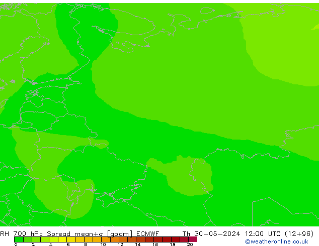 RH 700 hPa Spread ECMWF Th 30.05.2024 12 UTC