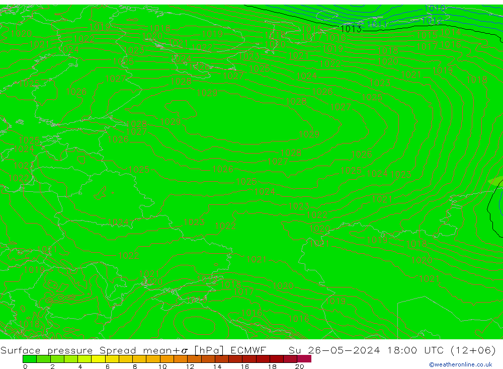 pressão do solo Spread ECMWF Dom 26.05.2024 18 UTC