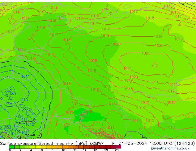 ciśnienie Spread ECMWF pt. 31.05.2024 18 UTC