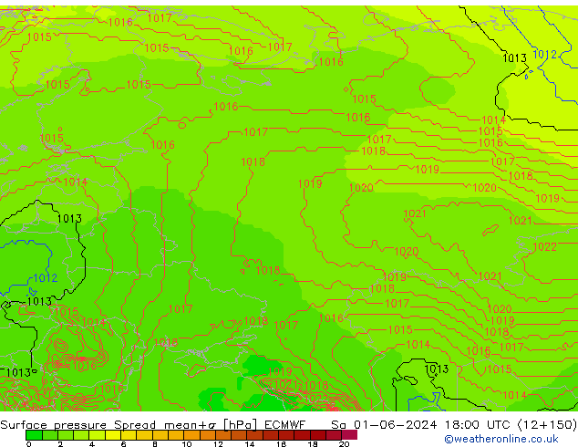 Yer basıncı Spread ECMWF Cts 01.06.2024 18 UTC