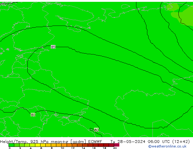 Height/Temp. 925 гПа ECMWF вт 28.05.2024 06 UTC