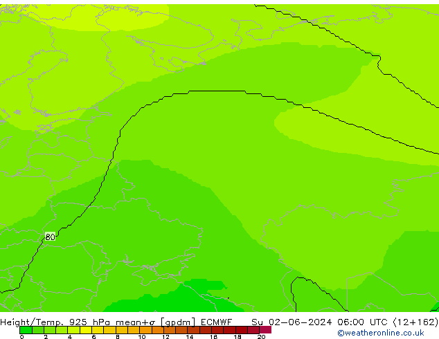 Height/Temp. 925 hPa ECMWF  02.06.2024 06 UTC