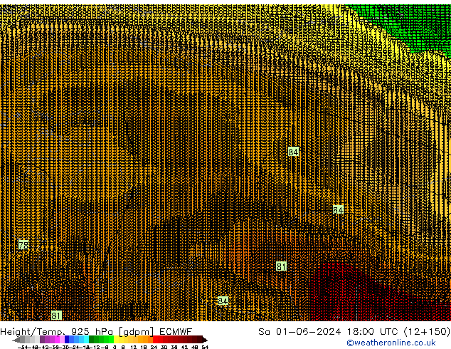 Height/Temp. 925 hPa ECMWF sab 01.06.2024 18 UTC