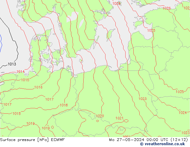 Surface pressure ECMWF Mo 27.05.2024 00 UTC