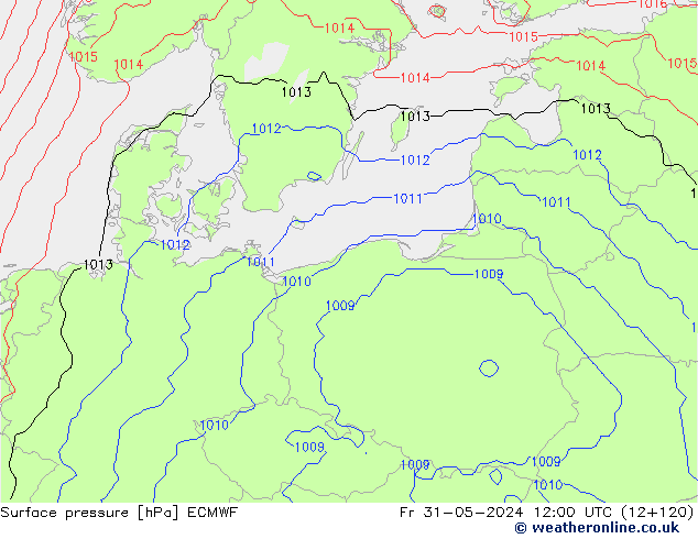 pressão do solo ECMWF Sex 31.05.2024 12 UTC