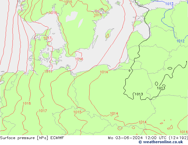 ciśnienie ECMWF pon. 03.06.2024 12 UTC