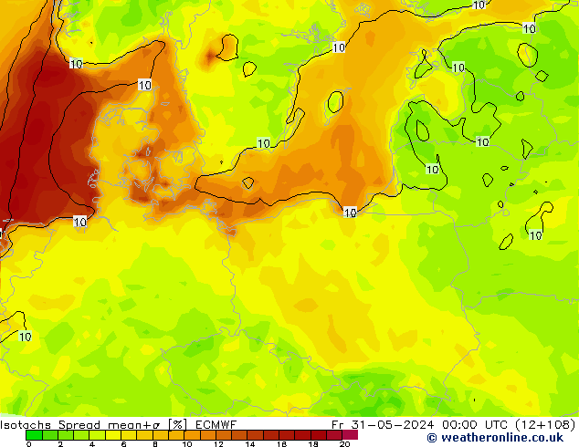 Eşrüzgar Hızları Spread ECMWF Cu 31.05.2024 00 UTC