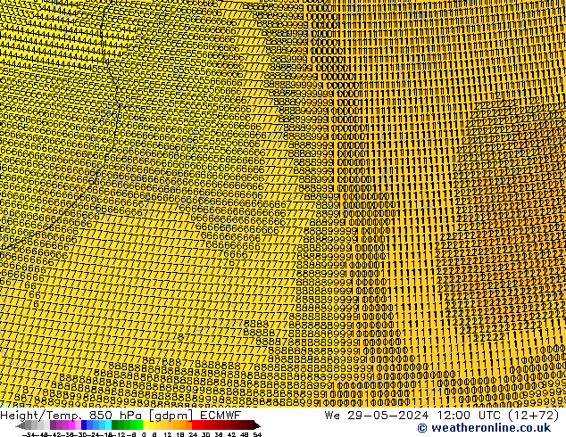 Height/Temp. 850 hPa ECMWF St 29.05.2024 12 UTC