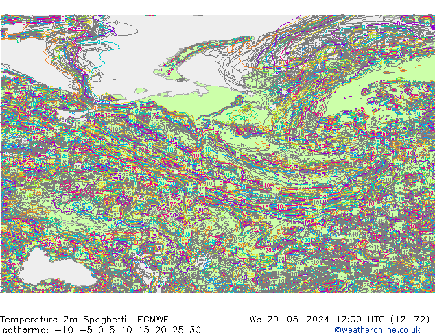 Temperature 2m Spaghetti ECMWF St 29.05.2024 12 UTC
