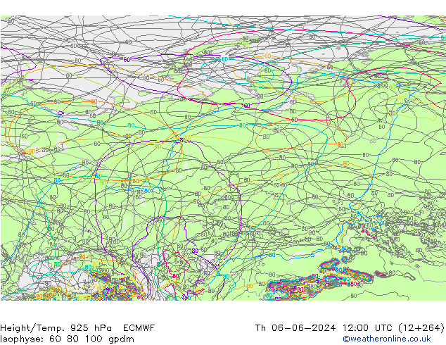 Height/Temp. 925 hPa ECMWF Th 06.06.2024 12 UTC