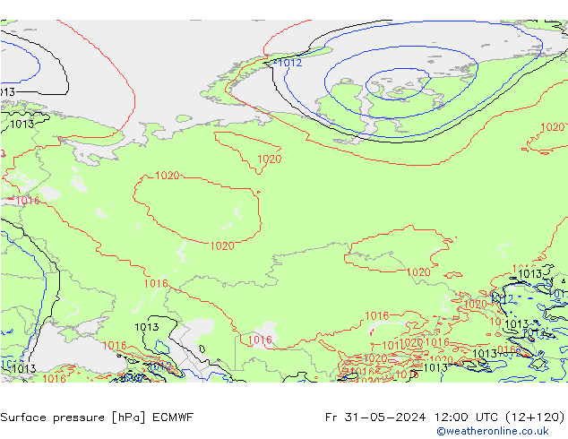 Atmosférický tlak ECMWF Pá 31.05.2024 12 UTC