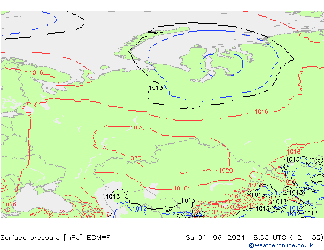 Pressione al suolo ECMWF sab 01.06.2024 18 UTC