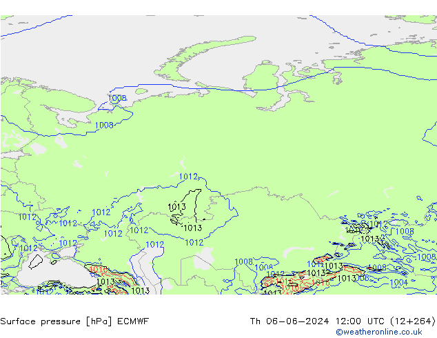 Surface pressure ECMWF Th 06.06.2024 12 UTC