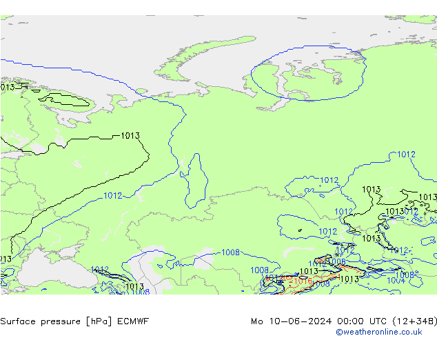 Atmosférický tlak ECMWF Po 10.06.2024 00 UTC