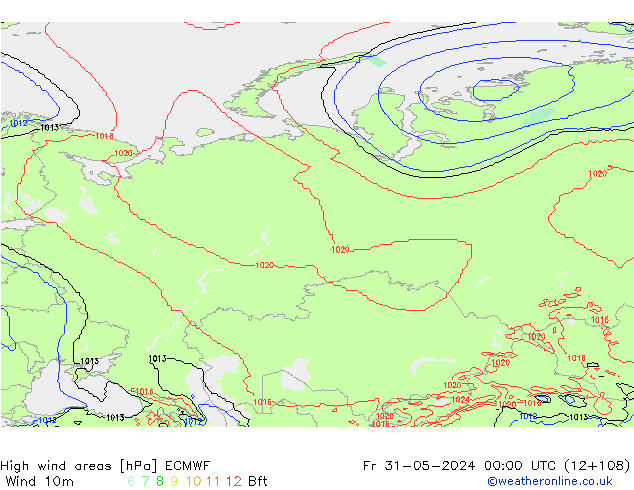 High wind areas ECMWF  31.05.2024 00 UTC