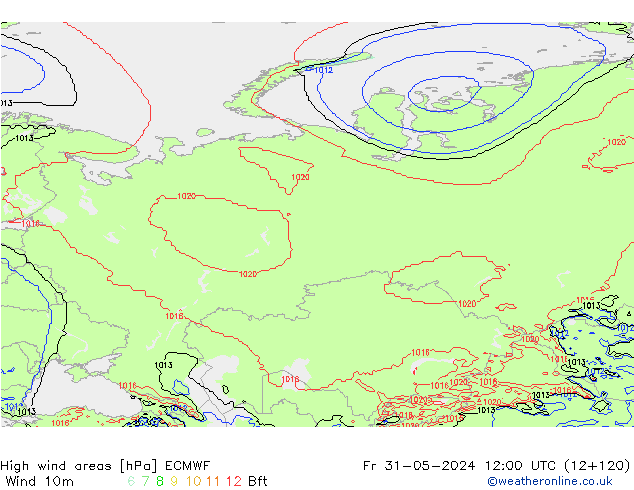 High wind areas ECMWF ven 31.05.2024 12 UTC