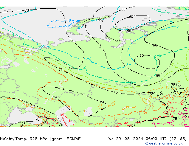 Height/Temp. 925 hPa ECMWF We 29.05.2024 06 UTC