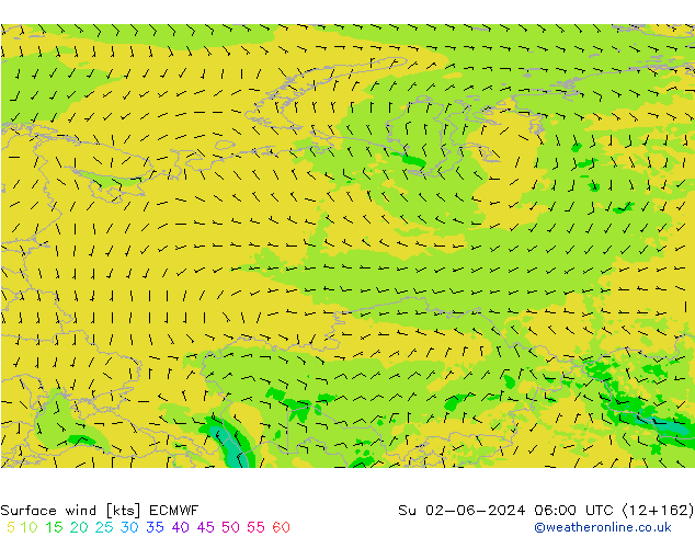 Rüzgar 10 m ECMWF Paz 02.06.2024 06 UTC