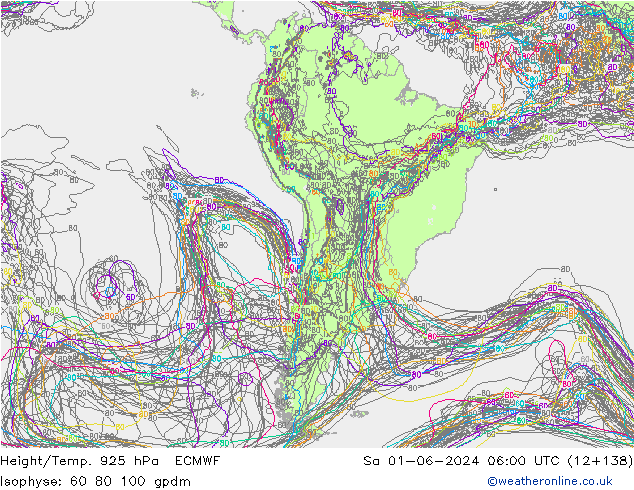 Height/Temp. 925 hPa ECMWF Sáb 01.06.2024 06 UTC