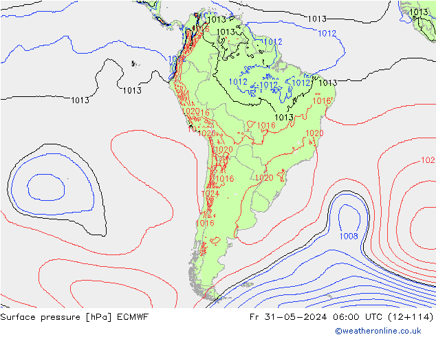 Surface pressure ECMWF Fr 31.05.2024 06 UTC