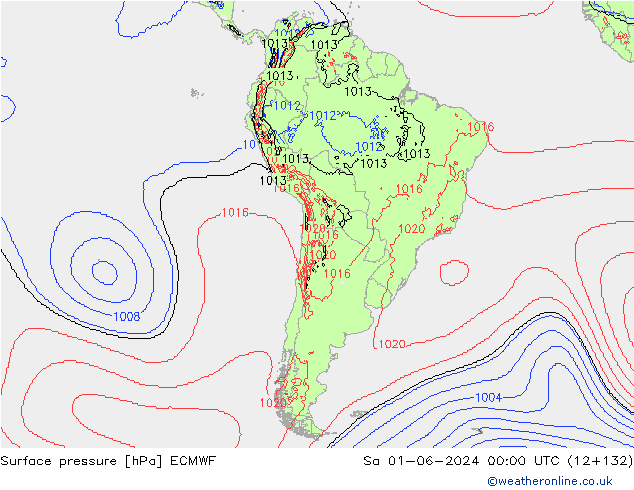 Atmosférický tlak ECMWF So 01.06.2024 00 UTC