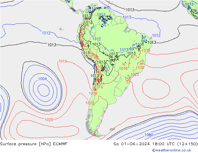 Pressione al suolo ECMWF sab 01.06.2024 18 UTC