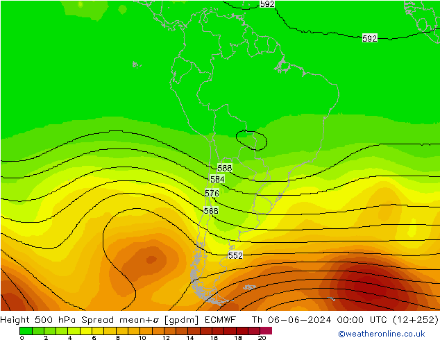 Height 500 hPa Spread ECMWF Qui 06.06.2024 00 UTC