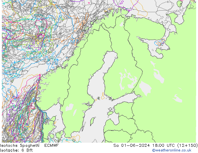 Isotachs Spaghetti ECMWF sam 01.06.2024 18 UTC