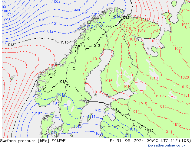 Surface pressure ECMWF Fr 31.05.2024 00 UTC