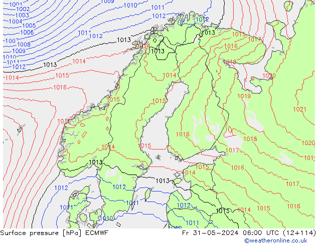 pression de l'air ECMWF ven 31.05.2024 06 UTC