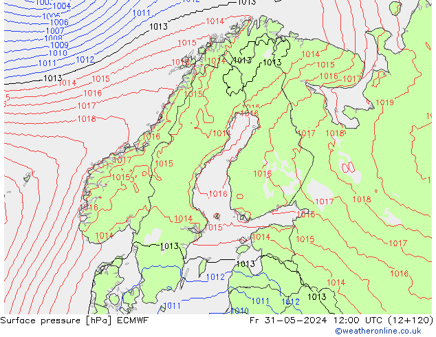 Surface pressure ECMWF Fr 31.05.2024 12 UTC