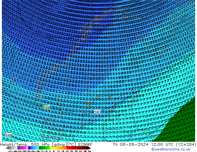 Height/Temp. 500 hPa ECMWF Th 06.06.2024 12 UTC