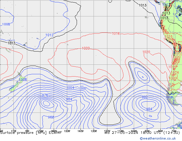 Pressione al suolo ECMWF lun 27.05.2024 18 UTC