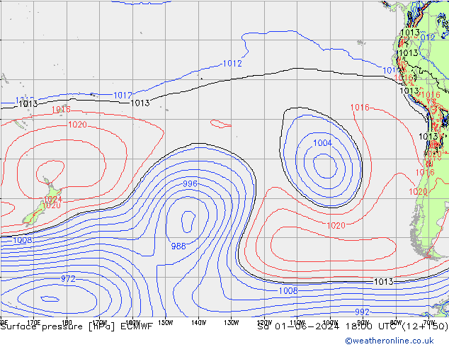 Surface pressure ECMWF Sa 01.06.2024 18 UTC