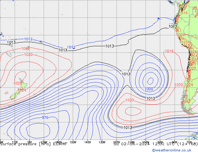 Luchtdruk (Grond) ECMWF zo 02.06.2024 12 UTC