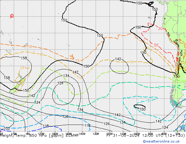 Height/Temp. 850 hPa ECMWF Pá 31.05.2024 12 UTC