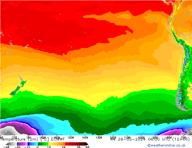 Temperatura (2m) ECMWF Qua 29.05.2024 06 UTC