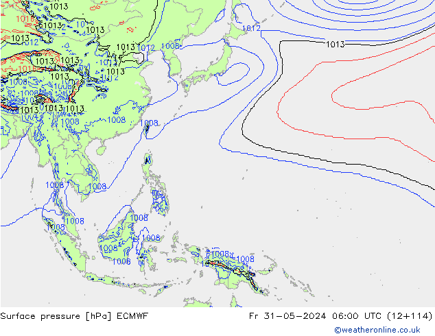 Surface pressure ECMWF Fr 31.05.2024 06 UTC