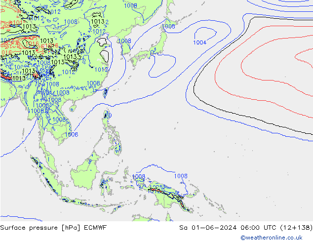 приземное давление ECMWF сб 01.06.2024 06 UTC