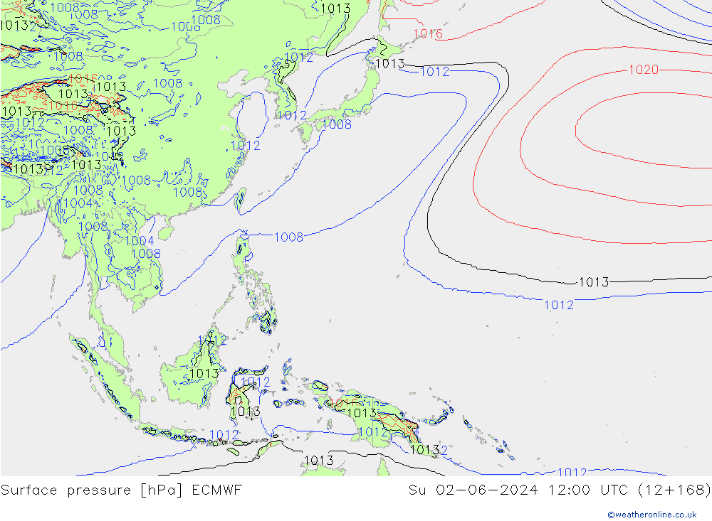 pression de l'air ECMWF dim 02.06.2024 12 UTC