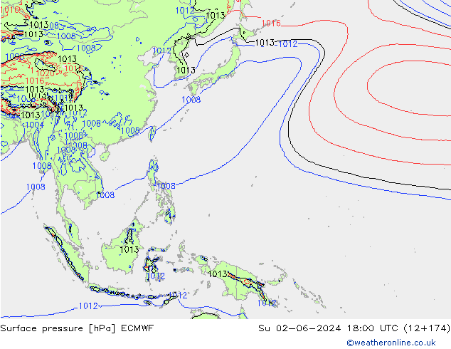 Yer basıncı ECMWF Paz 02.06.2024 18 UTC