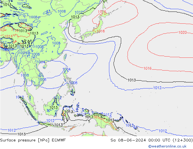 Surface pressure ECMWF Sa 08.06.2024 00 UTC