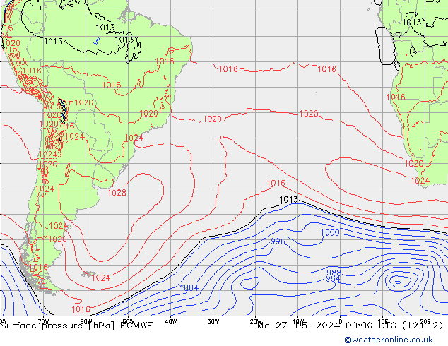 Surface pressure ECMWF Mo 27.05.2024 00 UTC