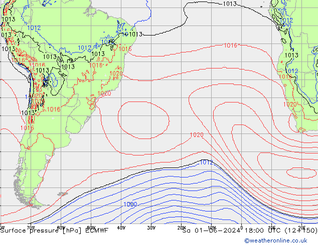 приземное давление ECMWF сб 01.06.2024 18 UTC