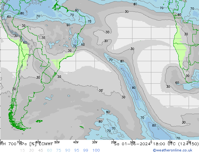 RV 700 hPa ECMWF za 01.06.2024 18 UTC