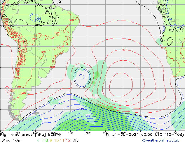 High wind areas ECMWF Fr 31.05.2024 00 UTC