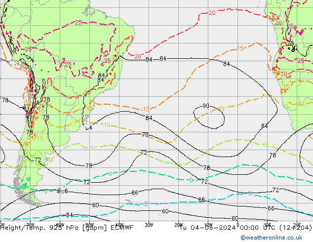 Height/Temp. 925 hPa ECMWF mar 04.06.2024 00 UTC