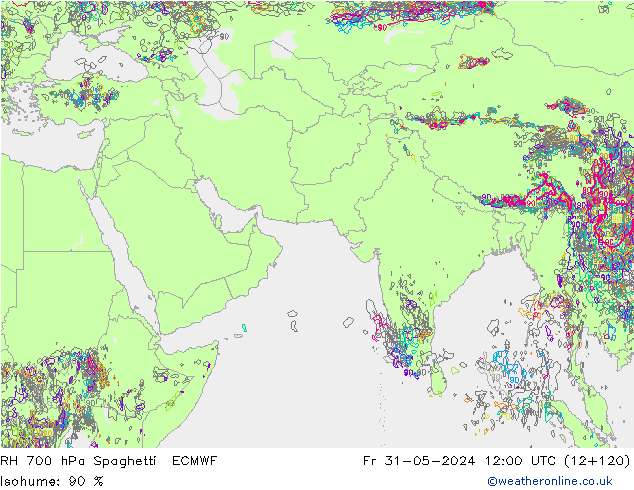 RH 700 hPa Spaghetti ECMWF pt. 31.05.2024 12 UTC