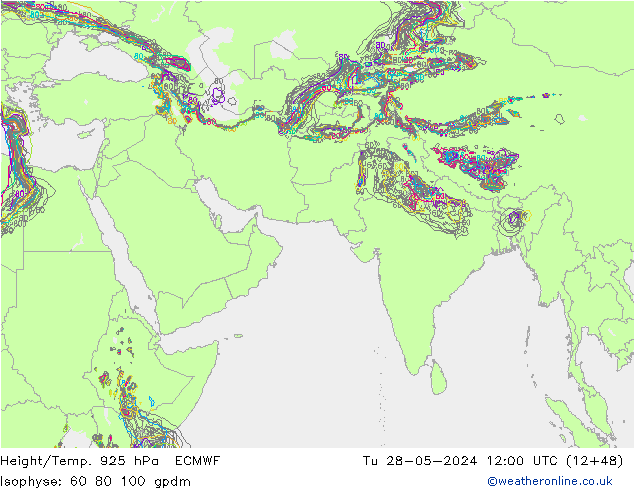 Yükseklik/Sıc. 925 hPa ECMWF Sa 28.05.2024 12 UTC