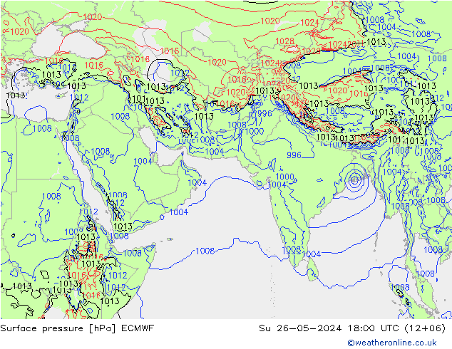 地面气压 ECMWF 星期日 26.05.2024 18 UTC